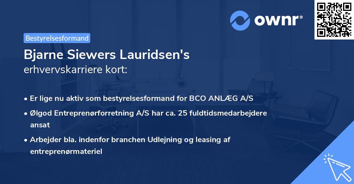 Bjarne Siewers Lauridsen's erhvervskarriere kort