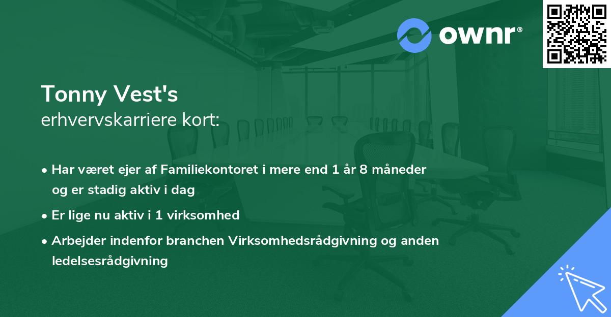 Tonny Vest's erhvervskarriere kort