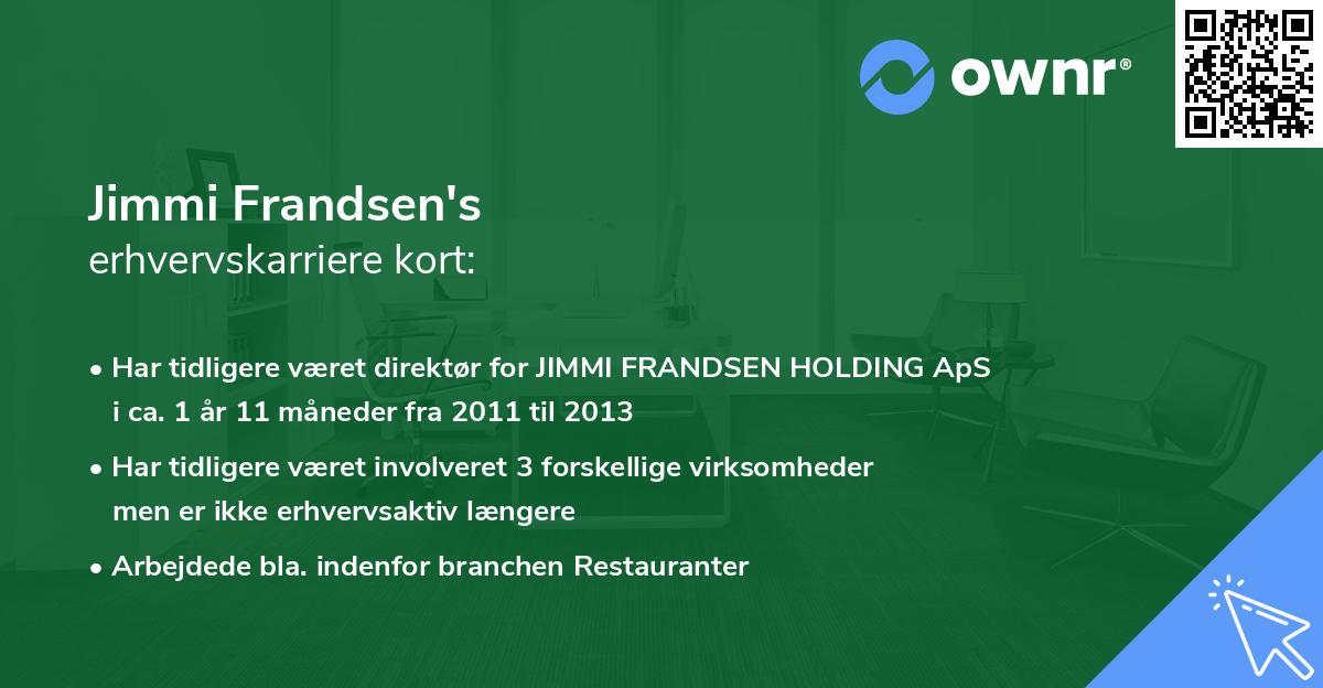 Jimmi Frandsen's erhvervskarriere kort