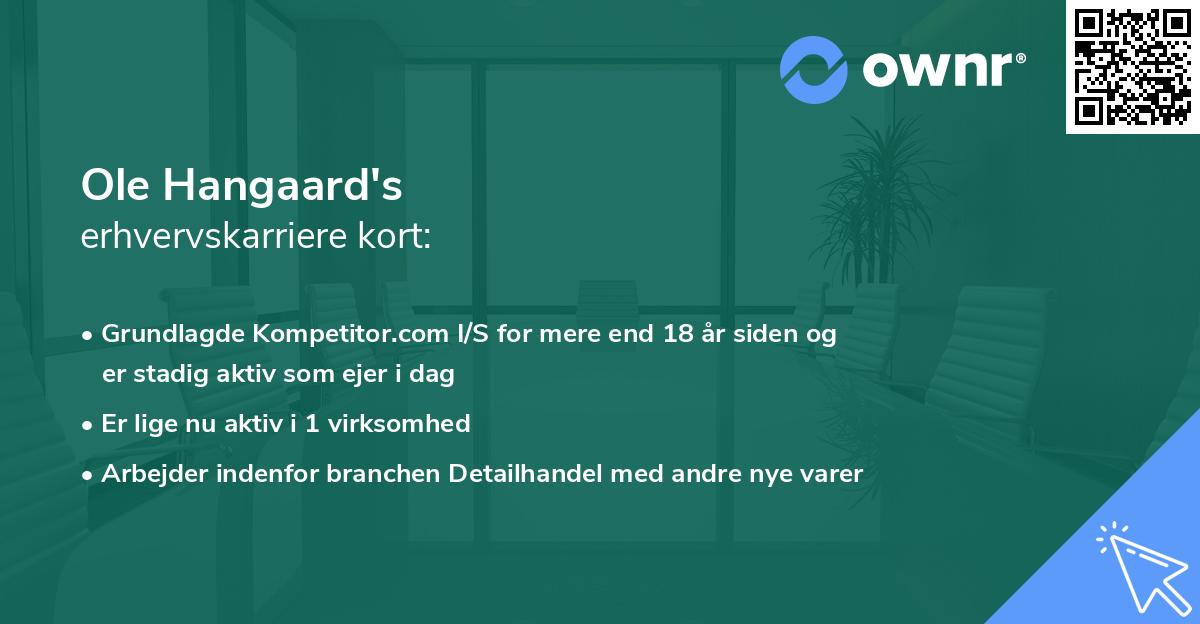 Ole Hangaard's erhvervskarriere kort