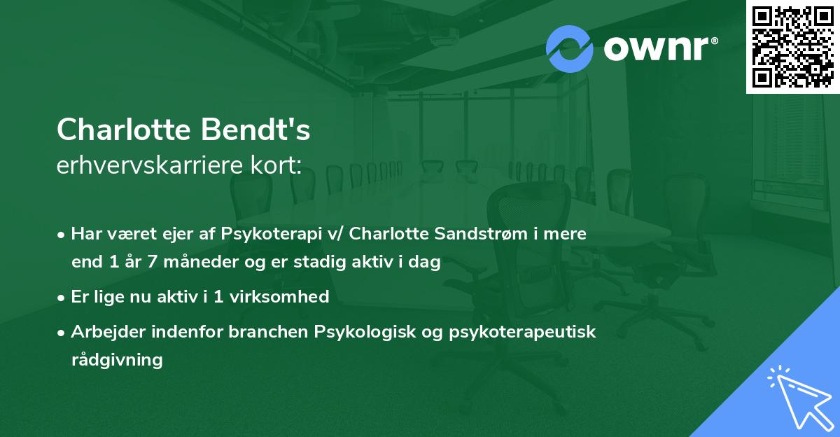Charlotte Bendt's erhvervskarriere kort