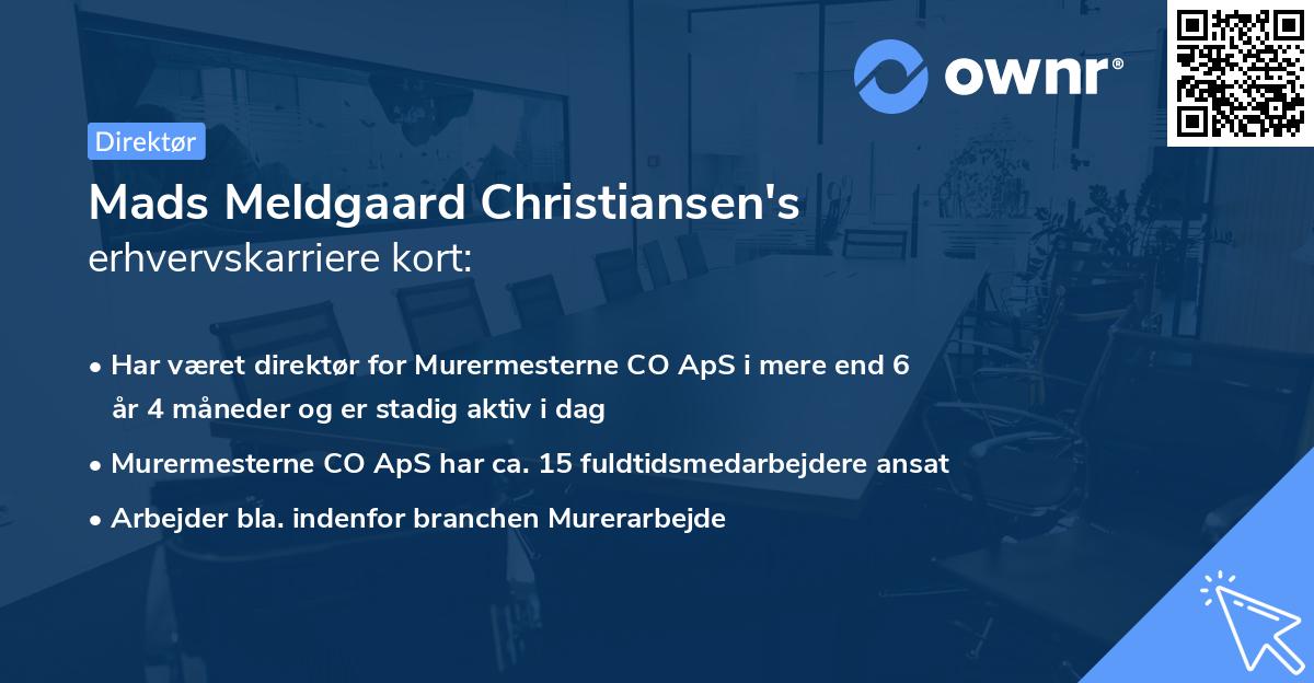 Mads Meldgaard Christiansen's erhvervskarriere kort