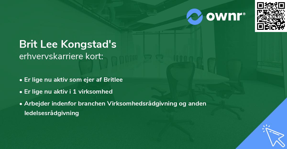 Brit Lee Kongstad's erhvervskarriere kort