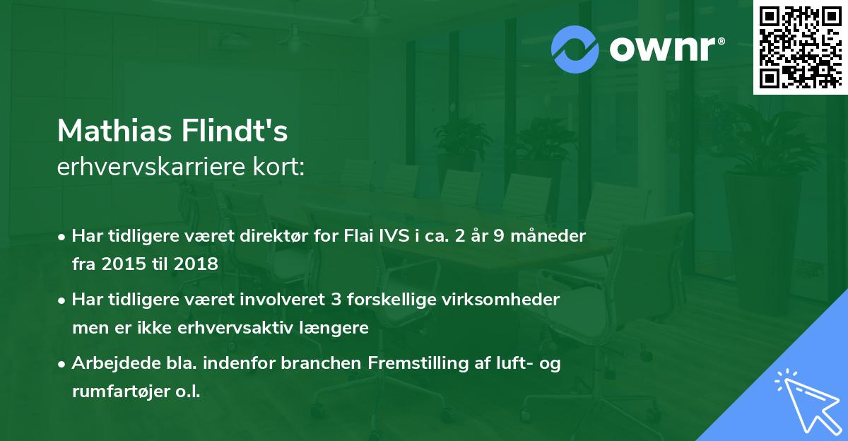 Mathias Flindt's erhvervskarriere kort