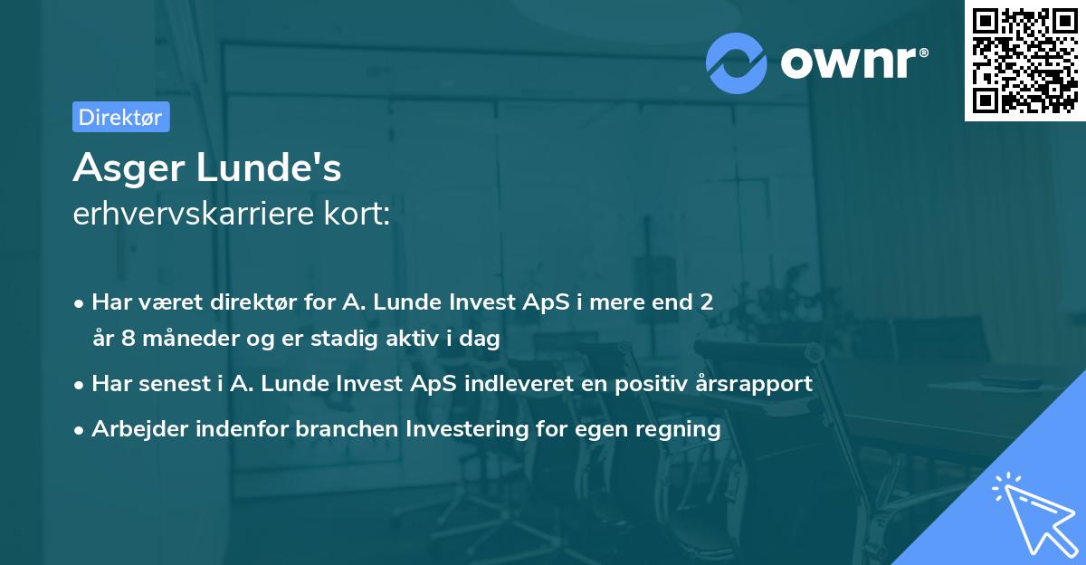Asger Lunde's erhvervskarriere kort