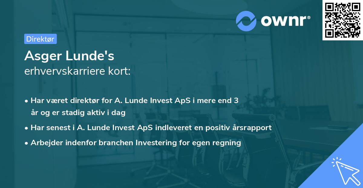 Asger Lunde's erhvervskarriere kort
