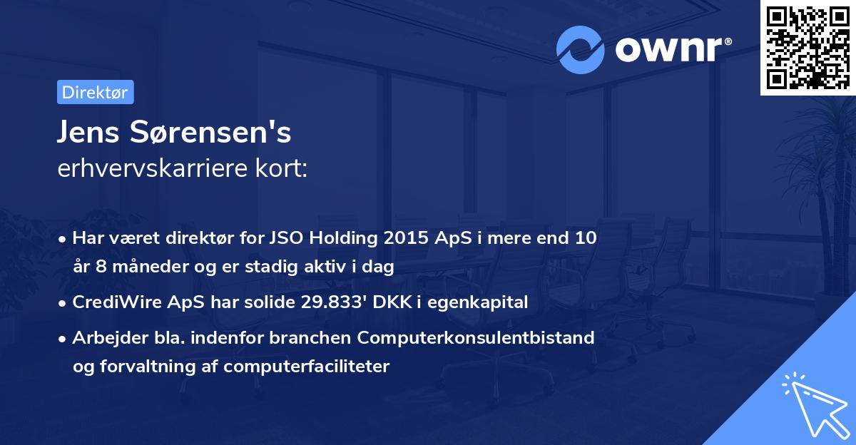 Jens Sørensen's erhvervskarriere kort