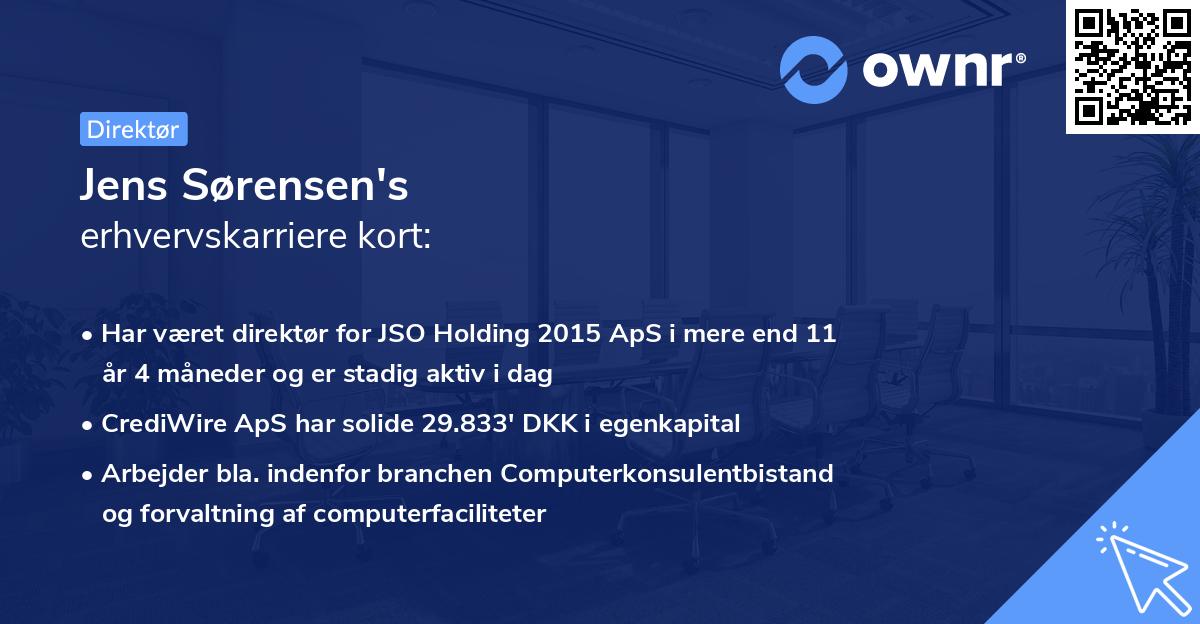 Jens Sørensen's erhvervskarriere kort