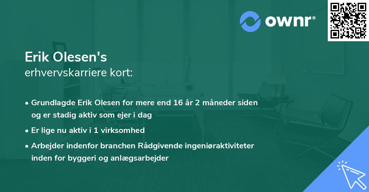 Erik Olesen's erhvervskarriere kort
