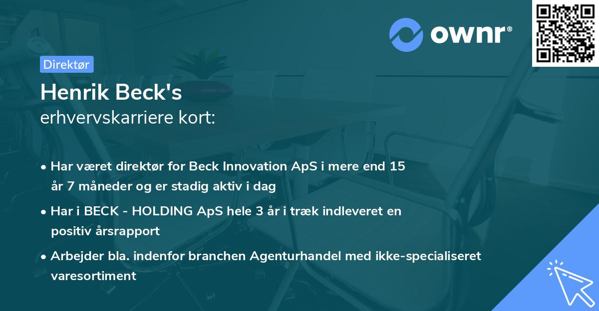Henrik Beck's erhvervskarriere kort