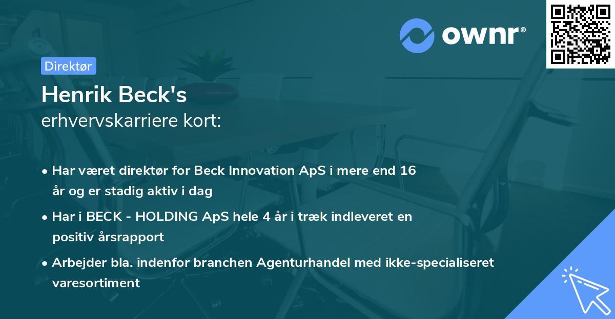 Henrik Beck's erhvervskarriere kort
