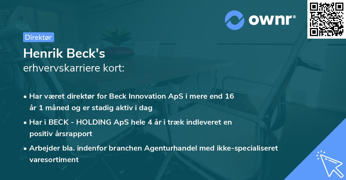 Henrik Beck's erhvervskarriere kort