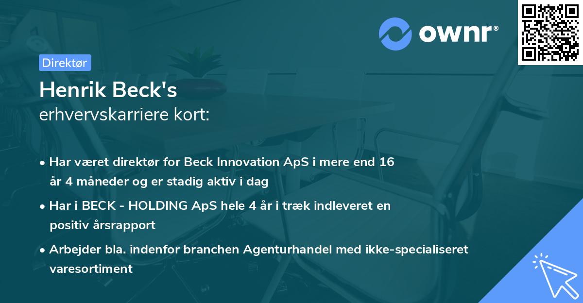 Henrik Beck's erhvervskarriere kort