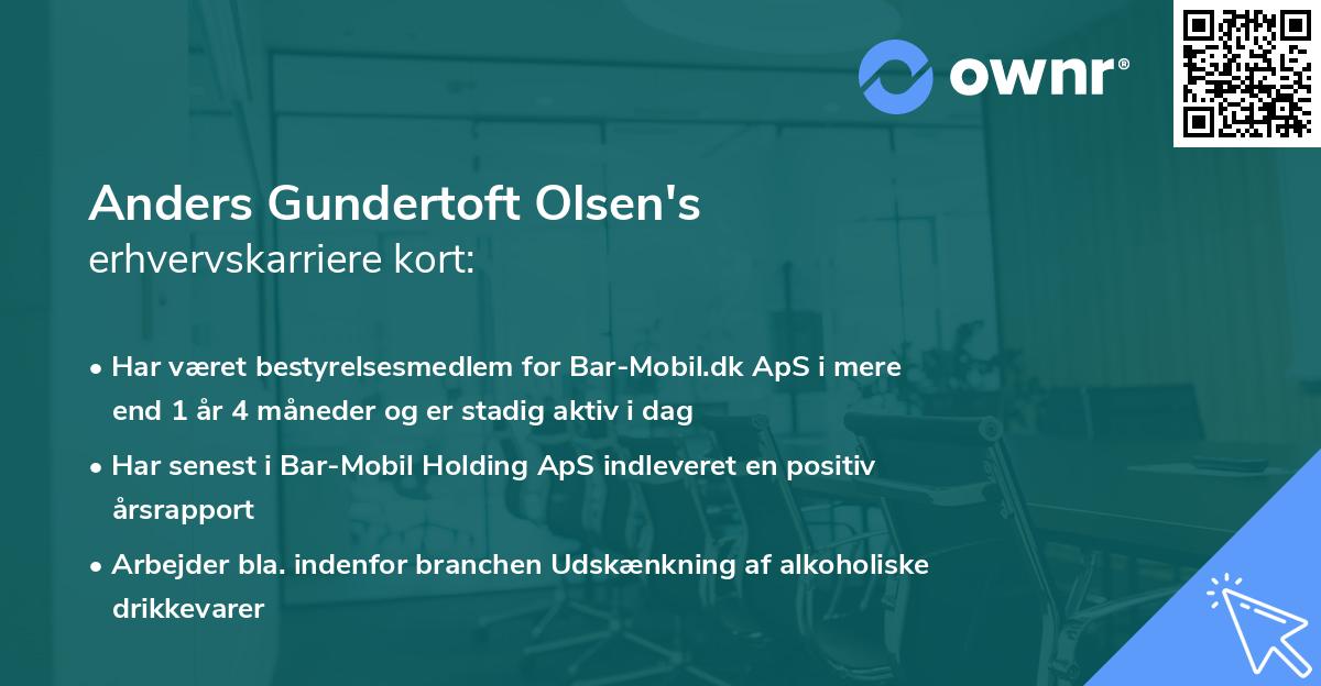 Anders Gundertoft Olsen's erhvervskarriere kort