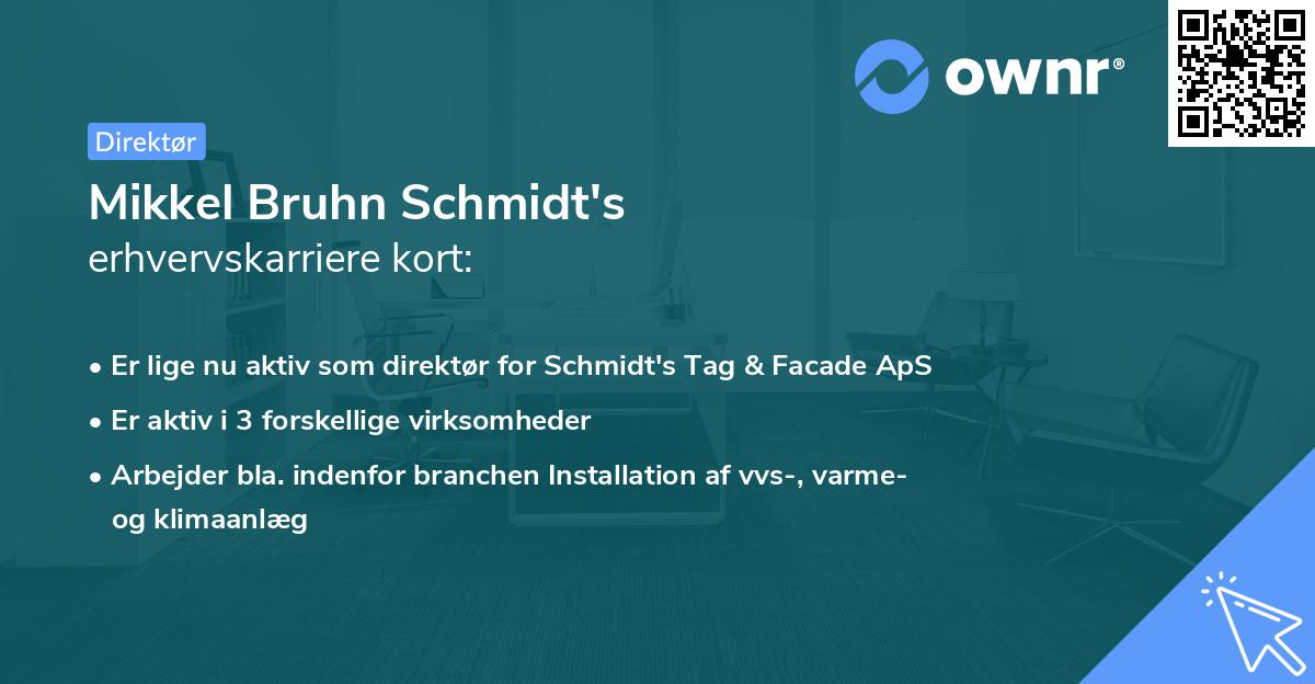 Mikkel Bruhn Schmidt's erhvervskarriere kort