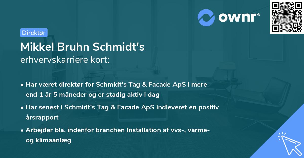 Mikkel Bruhn Schmidt's erhvervskarriere kort