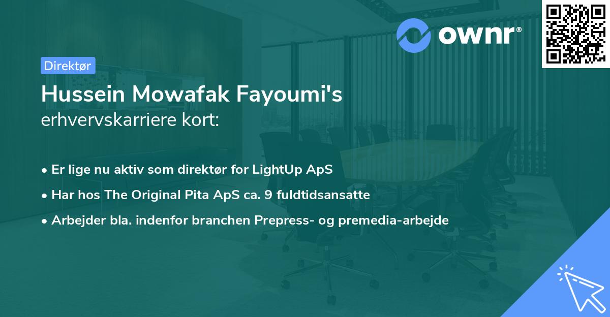 Hussein Mowafak Fayoumi's erhvervskarriere kort