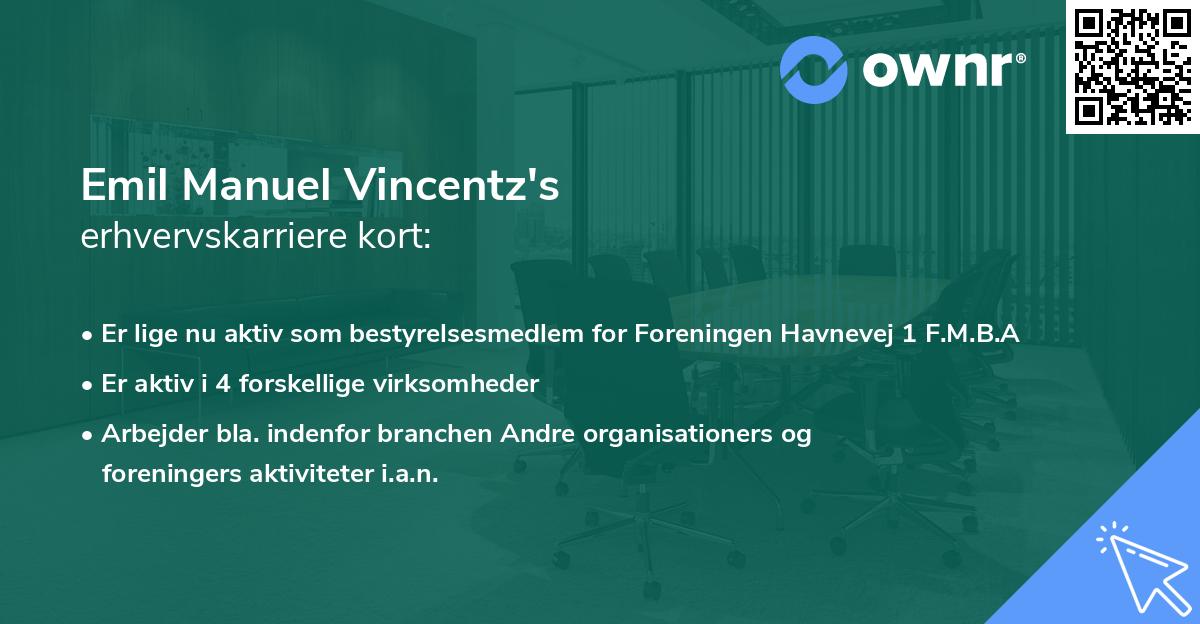 Emil Manuel Vincentz's erhvervskarriere kort
