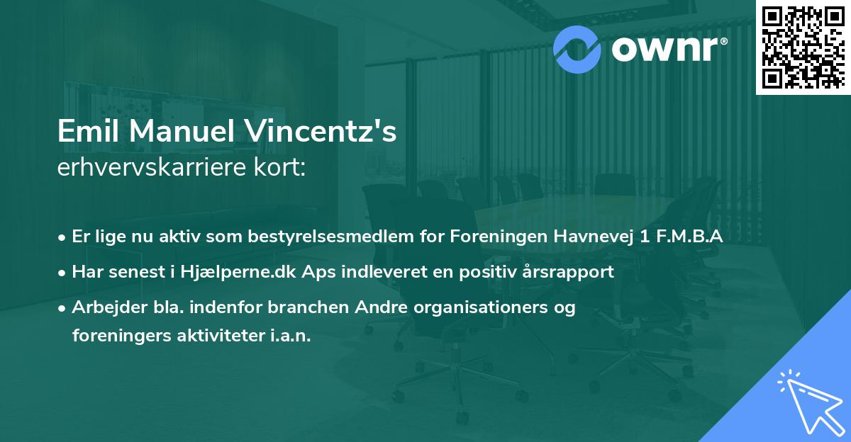 Emil Manuel Vincentz's erhvervskarriere kort
