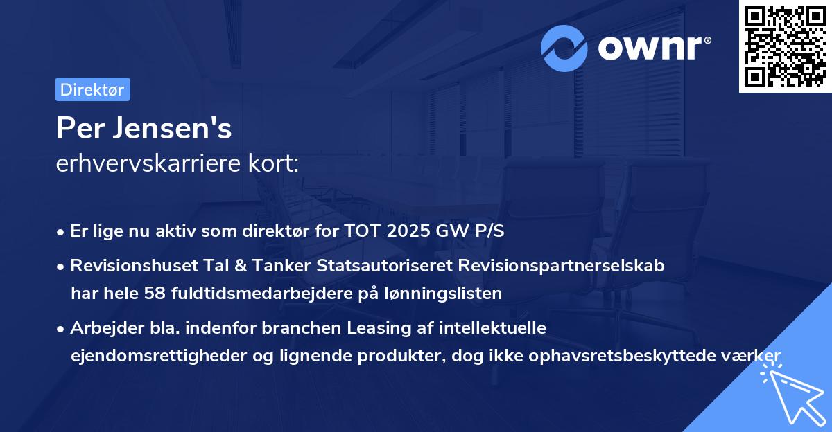 Per Jensen's erhvervskarriere kort