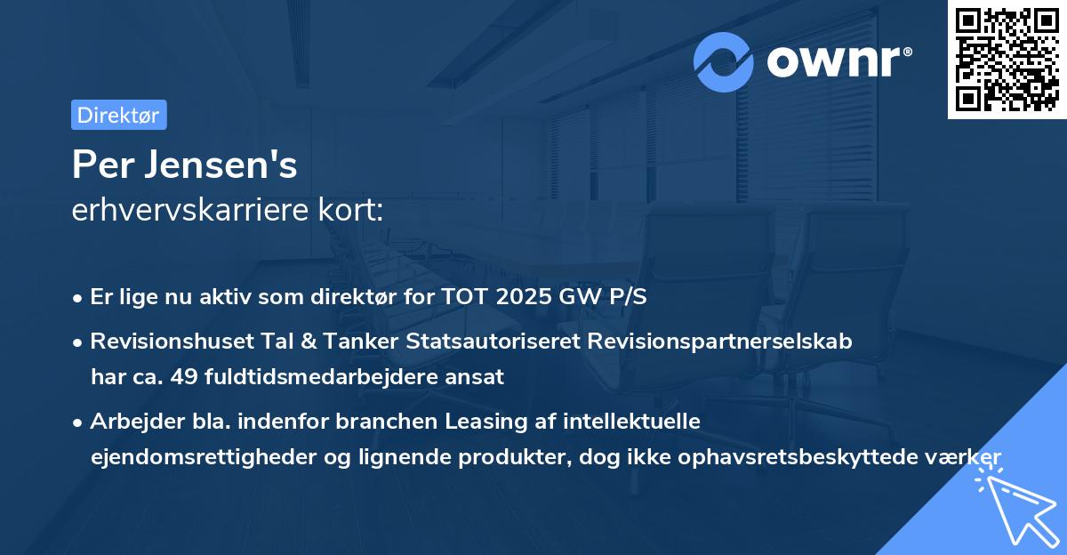 Per Jensen's erhvervskarriere kort