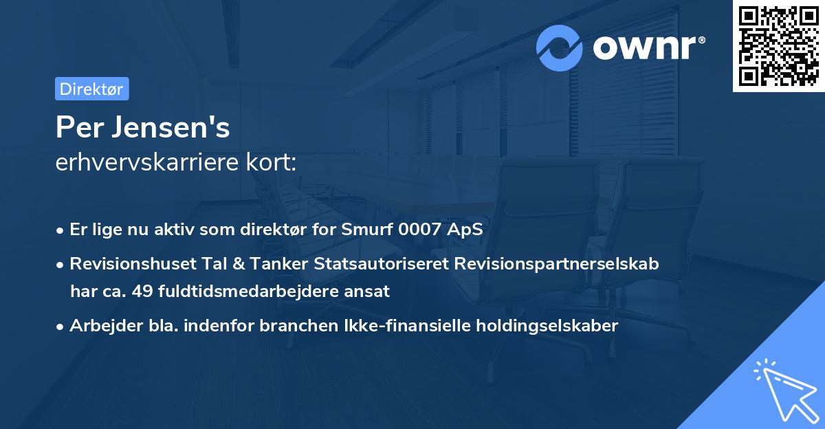 Per Jensen's erhvervskarriere kort