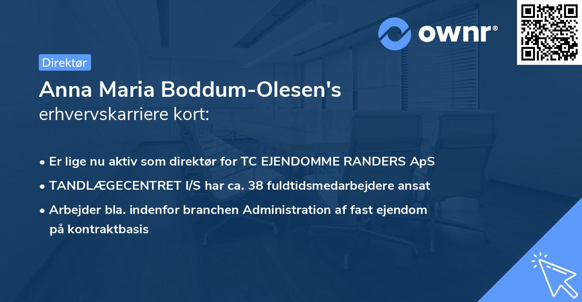 Anna Maria Boddum-Olesen's erhvervskarriere kort