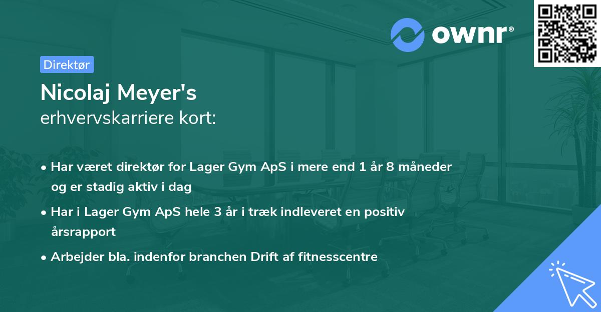 Nicolaj Meyer's erhvervskarriere kort
