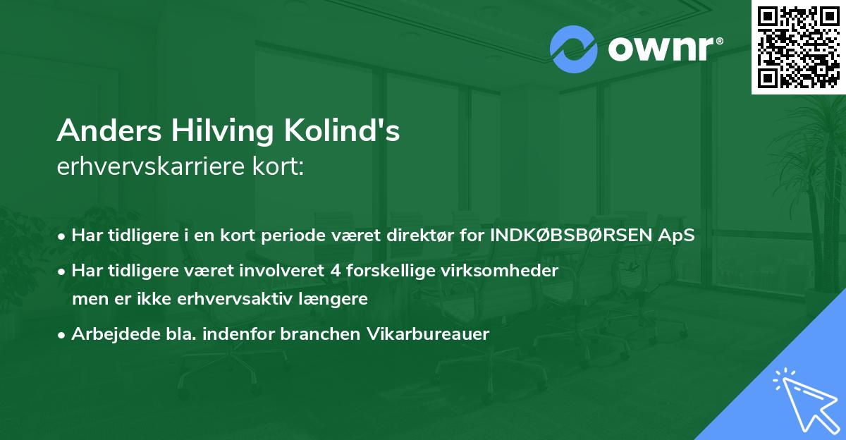 Anders Hilving Kolind's erhvervskarriere kort