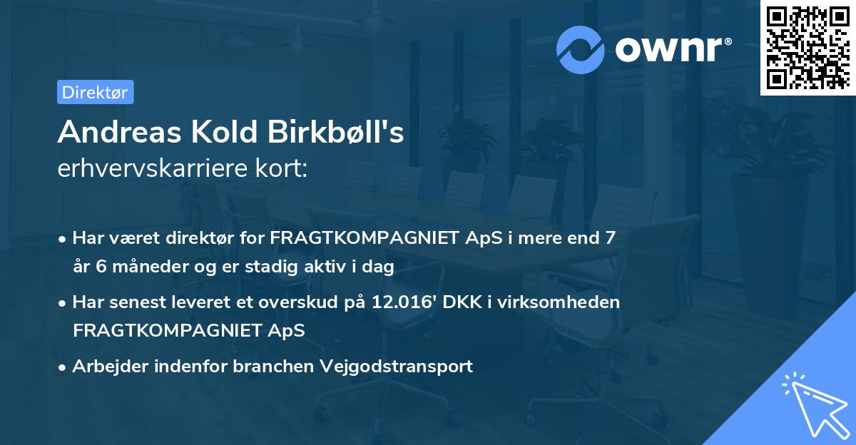 Andreas Kold Birkbøll's erhvervskarriere kort