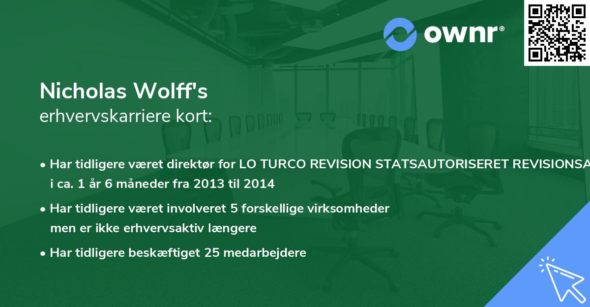 Nicholas Wolff's erhvervskarriere kort