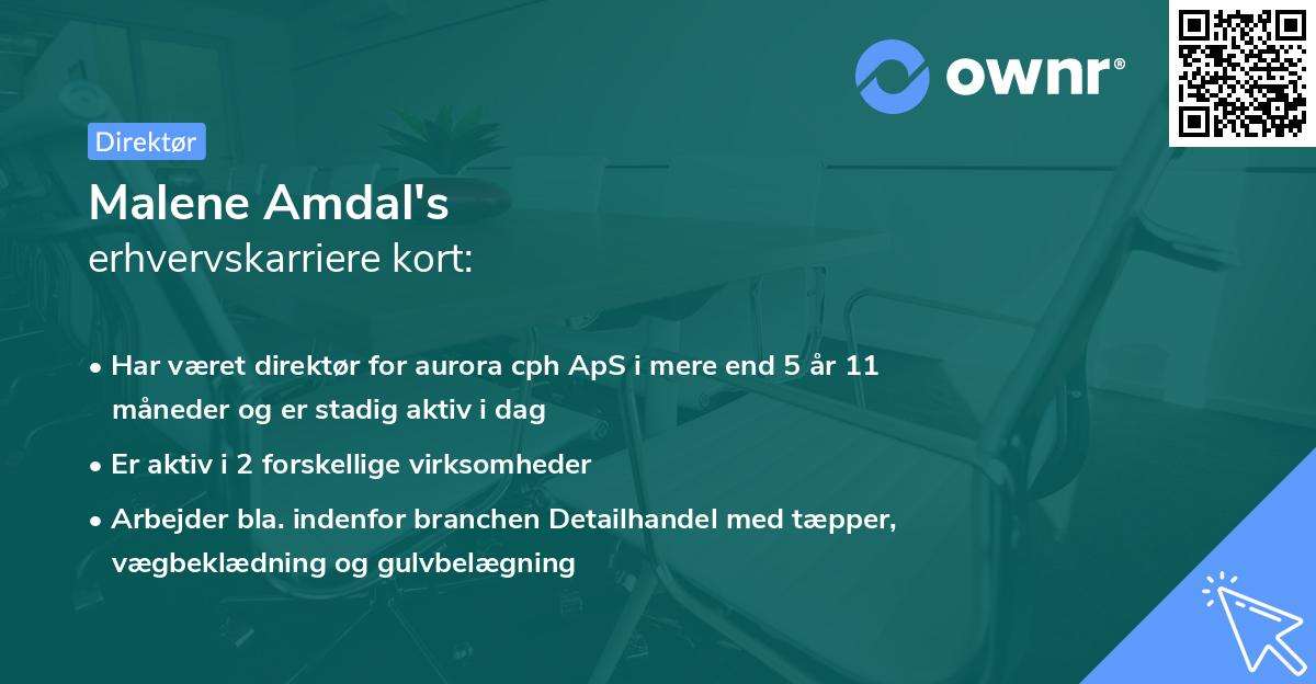 Malene Amdal's erhvervskarriere kort