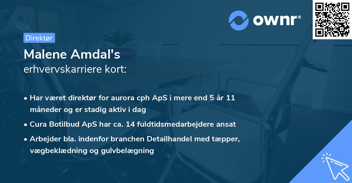 Malene Amdal's erhvervskarriere kort