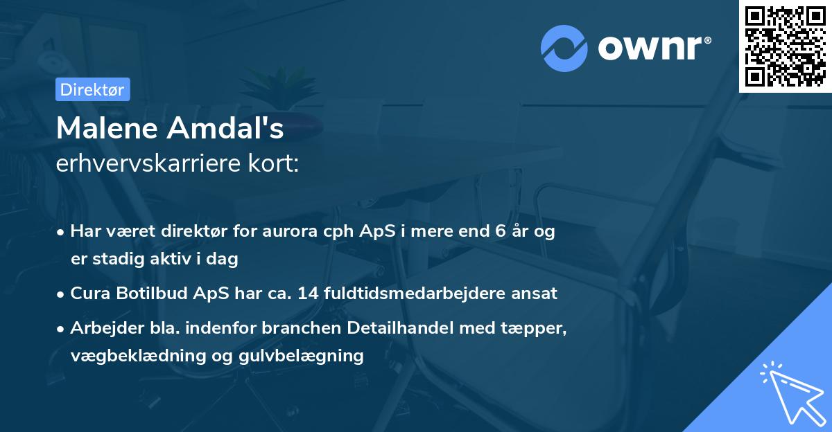 Malene Amdal's erhvervskarriere kort