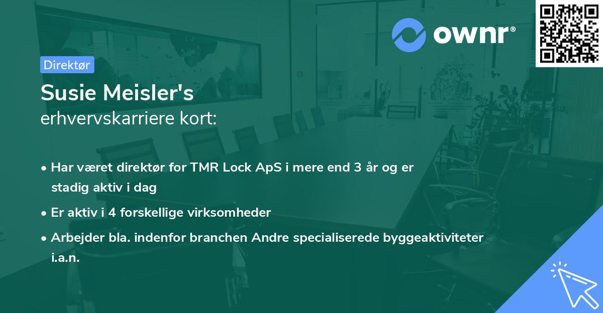 Susie Meisler's erhvervskarriere kort