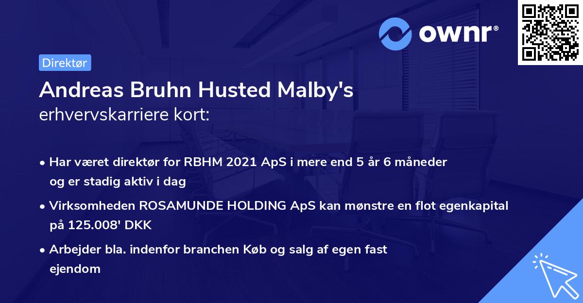 Andreas Bruhn Husted Malby's erhvervskarriere kort