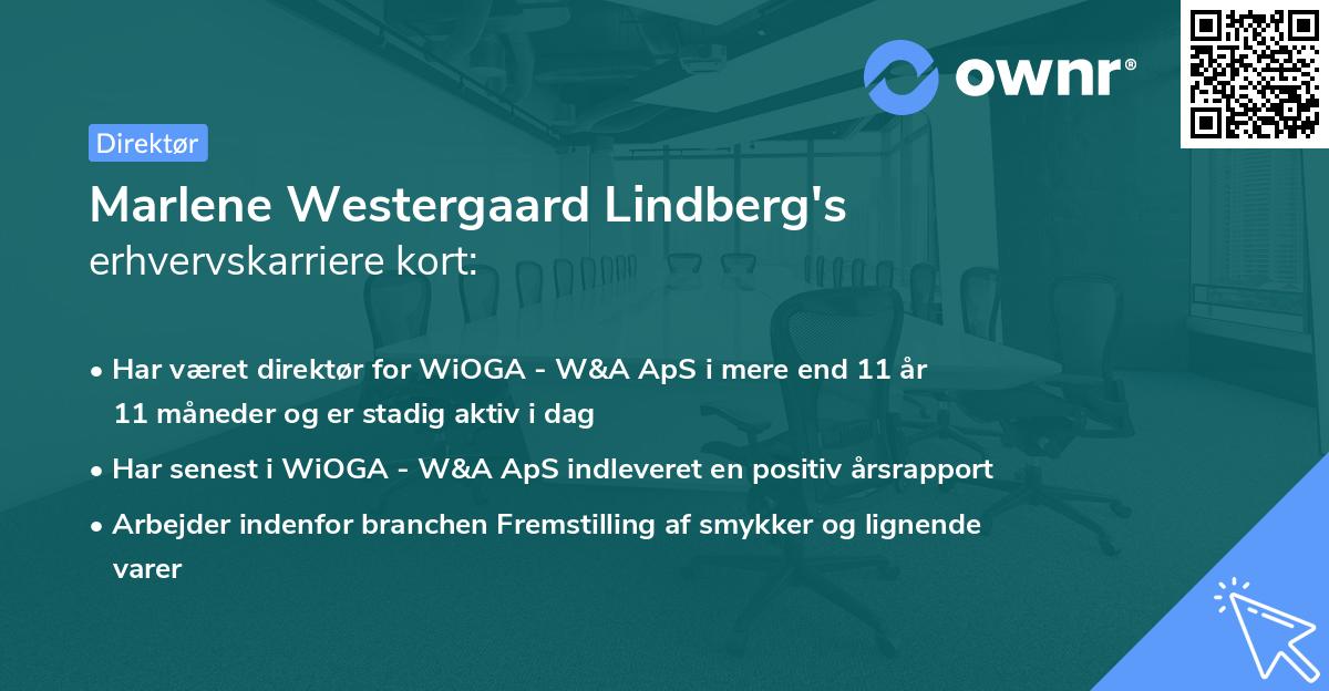 Marlene Westergaard Lindberg's erhvervskarriere kort