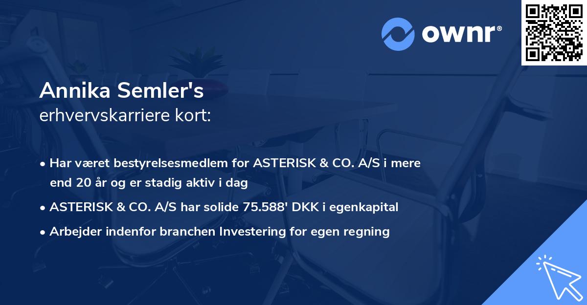 Annika Semler's erhvervskarriere kort