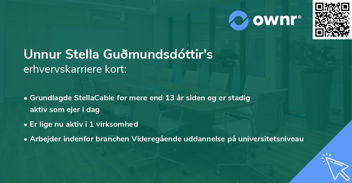 Unnur Stella Guðmundsdóttir's erhvervskarriere kort