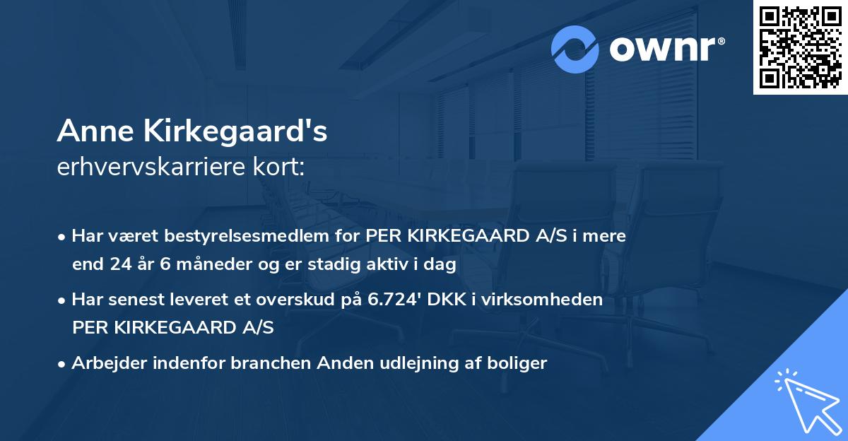 Anne Kirkegaard's erhvervskarriere kort