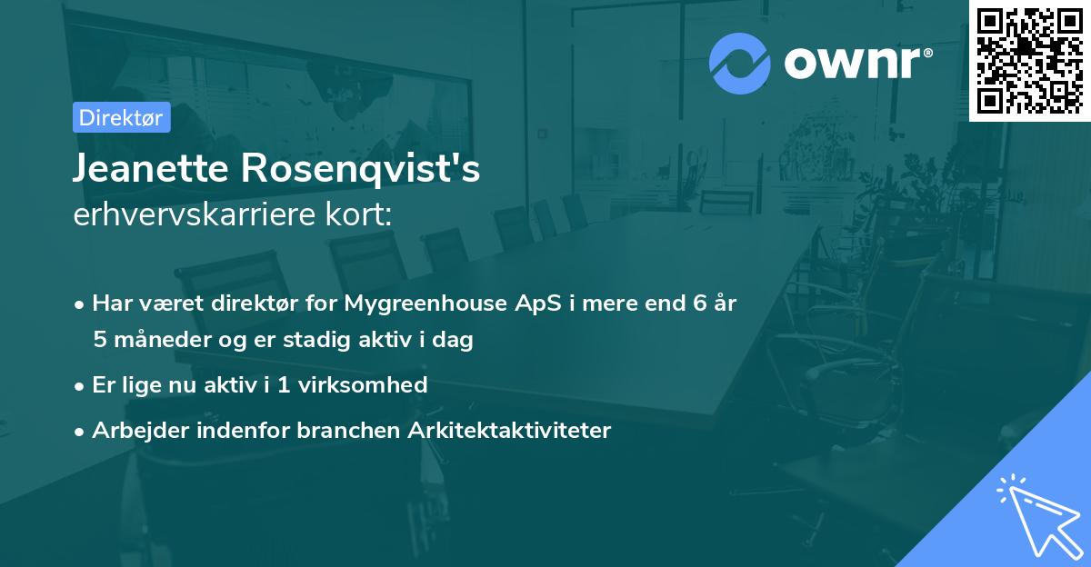 Jeanette Rosenqvist's erhvervskarriere kort