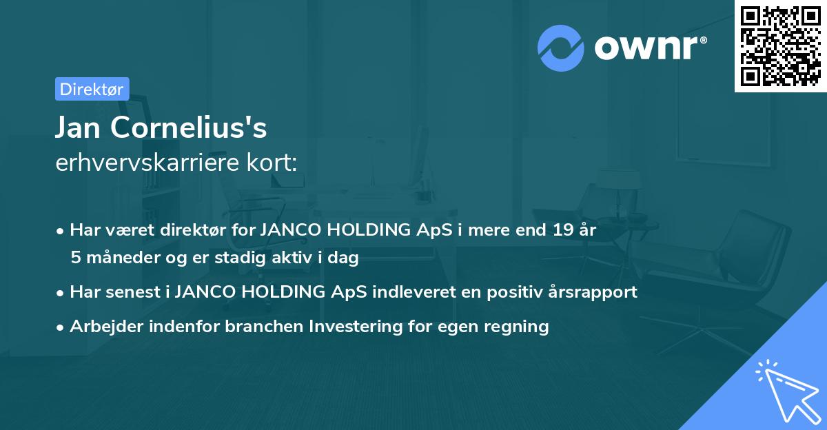 Jan Cornelius's erhvervskarriere kort