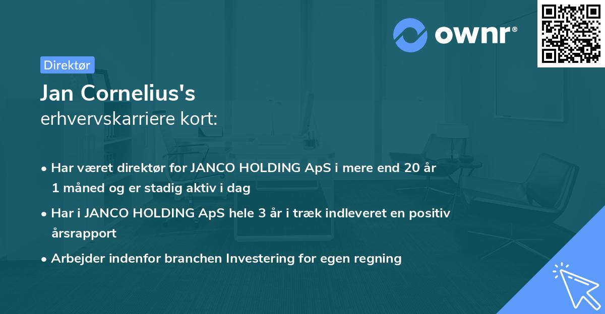Jan Cornelius's erhvervskarriere kort