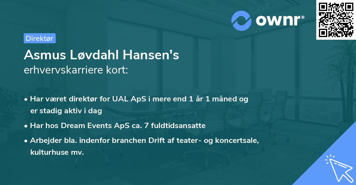 Asmus Løvdahl Hansen's erhvervskarriere kort