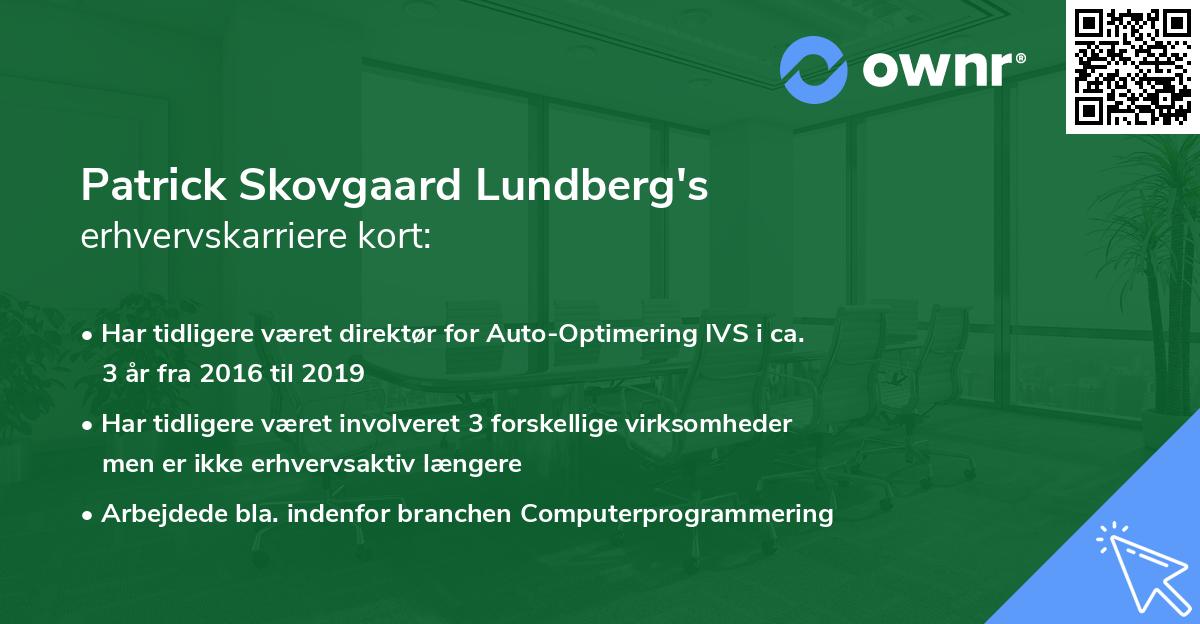 Patrick Skovgaard Lundberg's erhvervskarriere kort