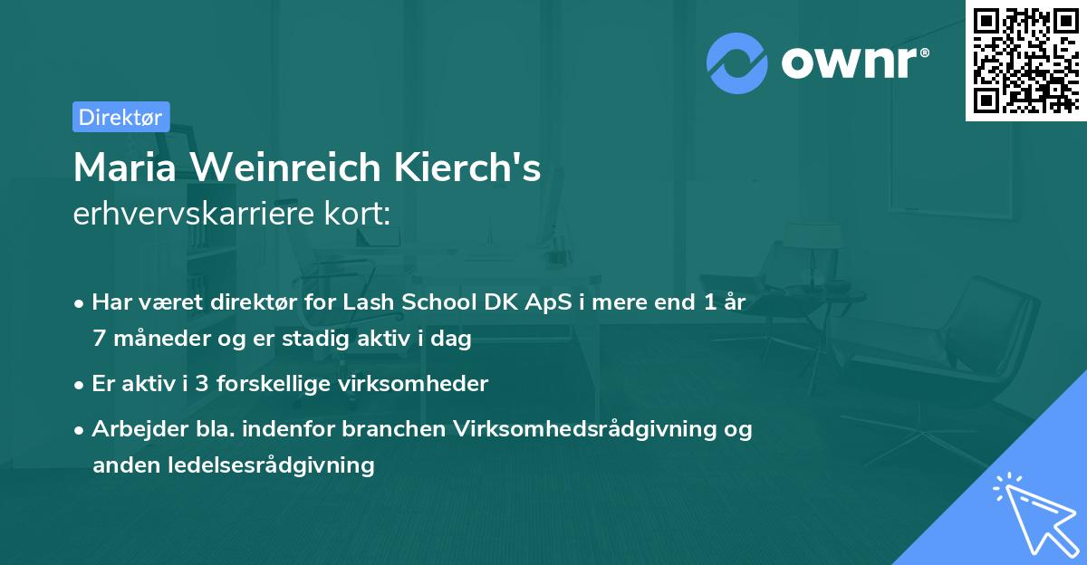 Maria Weinreich Kierch's erhvervskarriere kort