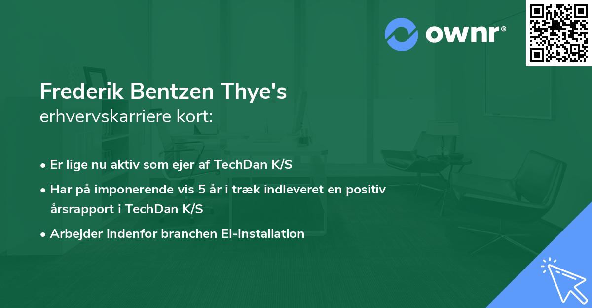 Frederik Bentzen Thye's erhvervskarriere kort