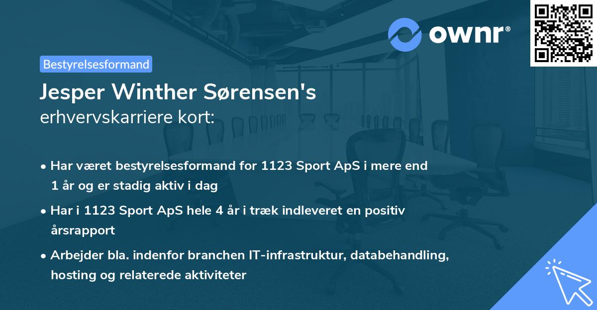Jesper Winther Sørensen's erhvervskarriere kort
