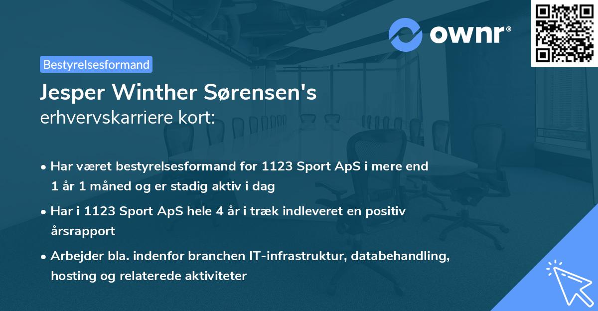 Jesper Winther Sørensen's erhvervskarriere kort