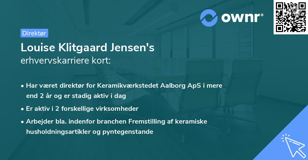 Louise Klitgaard Jensen's erhvervskarriere kort